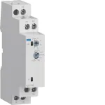 Hager EZF100 daugiafunkcė laiko relė, 230 V AC, 8 funkcijos, 0,1 s&ndash;10 h, 1 CO kontaktas, DIN bėgelis