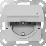 GIRA 4454015 SCHUKO ki&scaron;tukinis lizdas su atverčiamu dangteliu, System 55, pilkas