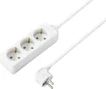 Sygonix SY-4890982 3 lizdų elektros skirstytuvas su jungikliu, 1,5 m kabeliu, baltas