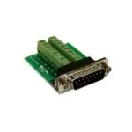 EXSYS EX-49010 15 kontaktų D-SUB moteri&scaron;kas į 16 kontaktų gnybtų bloko adapteris, žalias/sidabrinis