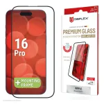 Displex Premium Anti-Reflex ekrano apsauginis stiklas (anti-refleksinis, pilnas uždengimas, 10H) Apple iPhone 16 Pro, Eco montavimo rėmelis, pilnas uždengimas