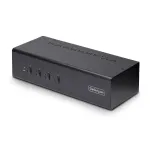 StarTech.com 4 prievadų dviejų monitorių DisplayPort KVM jungiklis, 4K 60Hz, 2x USB 5Gbps &scaron;akotuvai, 2x USB 2.0 HID prievadai, kar&scaron;tųjų klavi&scaron;ų ir mygtukų perjungimas, TAA atitiktis - 3.5mm garsas, HDCP