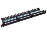 Alantec PK013 komutacinė panelė 19" 1U, 24x RJ-45, Cat5e UTP, LSA, su lentyna, juoda