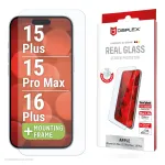 Displex apsauginis stiklas (10H), skirtas Apple iPhone 15 Plus/15 Pro Max/16 Plus, Eco montavimo rėmelis, atsparus įbrėžimams