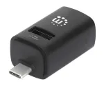 Manhattan USB-C 3 prievadų USB &scaron;akotuvas, itin kompakti&scaron;kas, 3x USB-A prievadai (1x 5 Gbps USB 3.2 Gen1, 2x 480 Mbps USB 2.0), maitinamas per USB