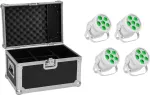 LED PAR &scaron;viestuvų rinkinys EUROLITE Silent PAR 6 QCL Floor &ndash; 4 vnt. su transportiniu dėklu