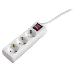 Hama 00137322 3 lizdų elektros skirstytuvas su jungikliu ir vaikų apsauga, 1,4 m, baltas