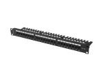 PATCH PANEL 24 PORT 1U 19 CAT.6A UTP SU KABELIŲ TVARKYTUVU JUODAS LANBERG