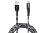 Sandberg Survivor Lightning kabelis 2 m, USB A &ndash; Lightning, vyri&scaron;ki ki&scaron;tukai, juodai pilkas