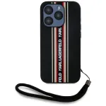KARL LAGERFELD Saffiano Athleisure Stripes Cord Case, iPhone 15 Pro, juoda/raudona