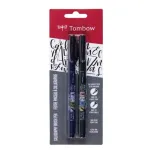 Tombow WS-BHS-2P Dual Brush Pen Set - Juoda - 2 vnt. - Blisterinė pakuotė