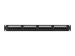 Pataisų skydas 1U LANBERG PPUA-1024-B, 24 prievadai, Cat6a, U/UTP, 1U stovas, gylis 102 mm, metalinis, juodas