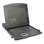 DIGITUS Modular 19 colių HD LCD KVM konsolė su 8 prievadų HDMI KVM jungikliu, jutikliniu kilimėliu, voki&scaron;ka klaviatūros i&scaron;dėstymu