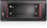 GETFORT WGF04-65EH-DGB 19 colių 4U sieninis dviejų sekcijų spintos stovas, 600x550 mm, juodos spalvos