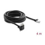 Delock 4m GigE kameros laidas Cat.6 S/FTP RJ45 90&deg; kampinis su fiksavimo varžtu į RJ45 tiesų &ndash; juodas