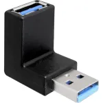 USB 3.2 Gen 1 adapteris, USB-A ki&scaron;tukas > USB-A lizdas 90&deg; (juodas, auk&scaron;tyn / žemyn lenktas)