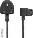 Wentronic Goobay UK 3-Pin to Angled IEC C13 Power Cord, 2 m, Black 45767