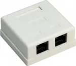 Wentronic Goobay 77633 Cat 6 ekranuotas pavir&scaron;inis RJ45 tinklo lizdas, 2 prievadų, baltas
