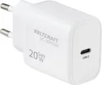 VOLTCRAFT UC-20W001 USB sieninis įkroviklis 20 W 1x USB-C greitasis įkrovimas, USB PD 3.0, baltas, GaN (VC-17942085)