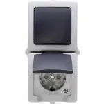 HEINRICH KOPP Nautic pilkas kombinuotas jungiklis ir lizdas su atlenkiamu dangteliu, IP44, 250 V, 16 A 138556008