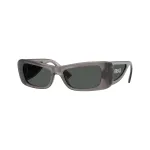 Versace moteri&scaron;ki akiniai nuo saulės VE4481-550287 Cat Eye, permatomo pilko rėmelio, tamsiai pilki lę&scaron;iai, 54 mm