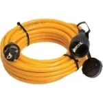 AS Schwabe 25 m oranžinis guminis maitinimo prailginimo kabelis su Schutzkontakt ki&scaron;tuku ir lizdu, 3G1.5 mm&sup2;, IP44, 16 A, 230 V 59225