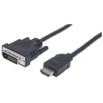 Manhattan HDMI į DVI-D 24+1 laidas, 1,8 m, Ki&scaron;tukas-Ki&scaron;tukas, Juodas, Analogas HDMIDVIMM6, Dvigubas ry&scaron;ys, Suderinamas su DVI-D, Visą gyvenimą trunkanti garantija, Polietileninis mai&scaron;elis