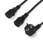 StarTech.com 2m Y formos maitinimo laidas, 18AWG, EU Schuko į 2x C13, 10A 250V, juodas