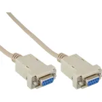 InLine null modem kabelis DB9 moteri&scaron;ka / moteri&scaron;ka, surinktas, pilkas, 2 m
