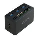 LogiLink CR0042 USB 3.0 &scaron;akotuvas su trimis prievadais ir daugiafunkciu kortelių skaitytuvu