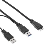 InLine USB 3.2 Gen.1 Y-Cable 2x Type A vyri&scaron;kas / Micro B vyri&scaron;kas, juodas, 1,5 m