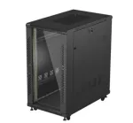 19 colių stelažinė spinta LANBERG 22U 600x1000 mm, juoda, stiklinės priekinės ir galinės durelės