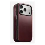 Mobiliojo telefono dėklas Nomad Modern Leather Folio, skirtas Apple iPhone 17 Pro, 6,3 colio (16 cm), odinis, bordo spalvos