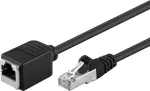 Wentronic Goobay CAT 5e prailginimo laidas F/UTP, juodas, 1 m - variniai laidininkai, RJ11 ki&scaron;tukas (8P8C) RJ11 lizdas (8P8C) (91886)