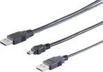 ShiverPeaks 77151 USB kabelis Mini-B į 2x A Y formos, 1 m, juodas