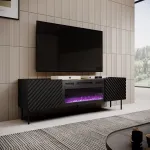 TV spintelė su elektriniu židiniu Cama Meble ONDA 1805&times;400&times;580 mm, juoda, medžio drožlių plok&scaron;tės vir&scaron;us (ant grindų arba ant sienos)