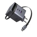 UGREEN X616 GaN įkroviklis 100W 2x USB-C 1x USB-A 1x i&scaron;traukiamas USB-C kabelis (65828)