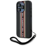 KARL LAGERFELD Saffiano AthleisureStripes Cord Case, iPhone 15 Pro Max, juoda/raudona