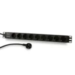Synergy 21 ALLNET 19 colių stovo maitinimo juosta su 9x CEE7/3 lizdais ir CEE7/7 ki&scaron;tuku, 2 m kabelis, juoda (S215390V4)