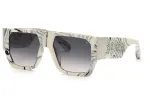PHILIPP PLEIN SPP094M5409YL Vyri&scaron;ki Akiniai nuo Saulės &ndash; Acetatinis Rėmelis, Pilki Lę&scaron;iai, 54/18/145 mm