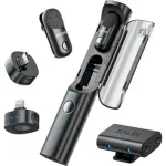 BOYA Magic-02 belaidė mikrofonų sistema su ausinėmis 2.4GHz USB-C/Lightning/3.5mm juoda