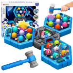 LEAN TOYS arkadinis &bdquo;Whack-A-Mole&ldquo; trims žaidėjams: pabaisos, 3 režimai, &scaron;viečiantys plaktukai