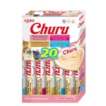 INABA Churu Variety Box Seafood &scaron;lapi kačių skanėstai &mdash; 20 vnt. &times; 14 g, žuvies pastelė, be grūdų, be cukraus, be glitimo