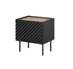 Naktinis staliukas Cama ONDA 50x40x54 cm juodas MDF/medžio drožlių plok&scaron;tė 2 vnt. komplektas