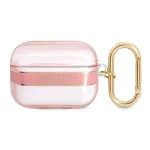 GUESS AirPods Pro dėklas su dirželiu Pink Strap kolekcija