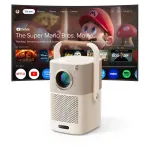 Yaber T2 Plus GTV 1080p 450 ANSI Google TV JBL Dolby Audio ne&scaron;iojamas projektorius su baterija - smėlio spalvos