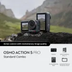 DJI Osmo Action 5 Pro Standard Combo veiksmo kamera, 40 MP, 4K Ultra HD 120 kadrų/s, 1/1,3" CMOS jutiklis, 20 m atspari vandeniui, juoda