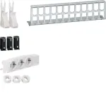 HAGER UM00M4 multimedijos modulis su 3 Schuko lizdais ir 12 RJ45 prievadais, baltas