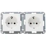 HEINRICH KOPP HK07 KombiQuick 2 vietų horizontalus įleidžiamas Schuko lizdas, grynai balta (RAL 9010), su apsauga nuo vaikų, 16 A, 250 V, greito prijungimo gnybtai, be halogenų termoplastikas 133829004