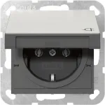 Gira 4454600 SCHUKO lizdas su atlenkiamu dangteliu, System 55, nerūdijantis plienas